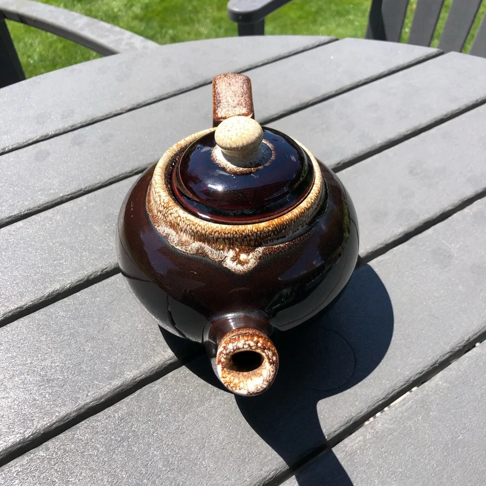 Vintage Pfaltzgraff brown drip glaze teapot MCM